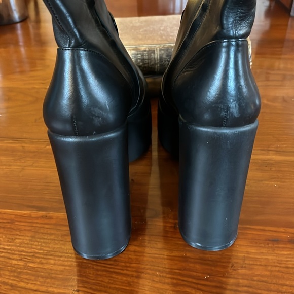 Gianni Bini Levi Tate Leather Platform Black Mid Boots - Picture 6 of 11
